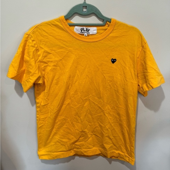 Comme des Garçons PLAY Womens Heart T-Shirt in Yellow - Medium Short Sleeves - Picture 1 of 4